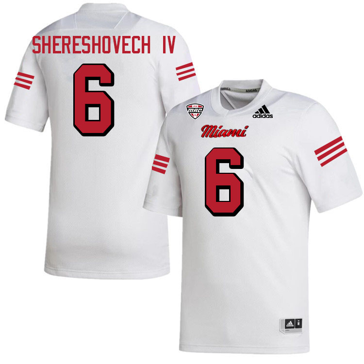 Miami University Redhawks #6 Eli Shereshovech IV College Football Jerseys Stitched-White